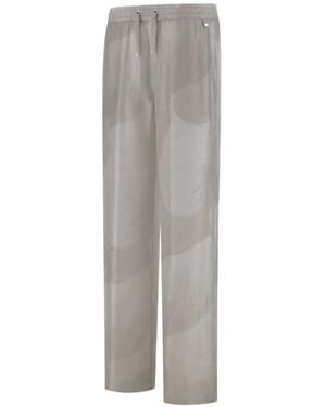 Herno Floral-Print Silk Trousers - Grey