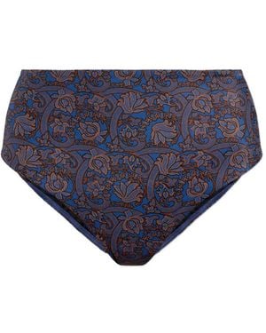 Matteau Paisley-Print High-Waist Bikini Bottoms - Blue