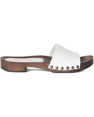 Miu Miu Patent Leather Clogs - White