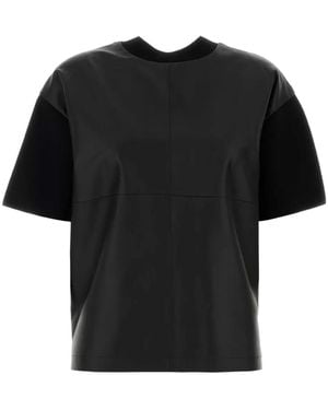 Max Mara Leather And Viscose Crepe Boxy Sweater - Black