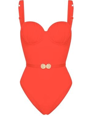 Noire Swimwear ベルテッド ワンピース水着 - レッド