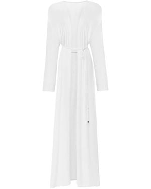 ANNAFOXY Cardigan Long À Taille Ceinturée - Blanc