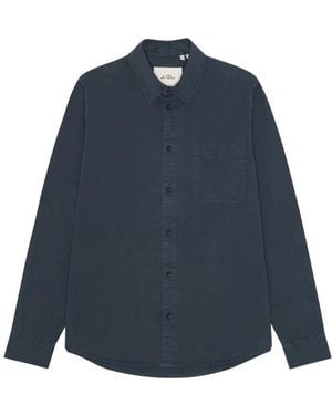 Les Deux Garment-Dyed Chest-Pocket Shirt - Blue