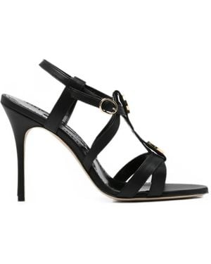 Manolo Blahnik Giza Disc-Embellished Sandals - Black