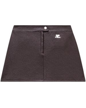 Courreges Logo-Patch Vinyl Skirt - Brown