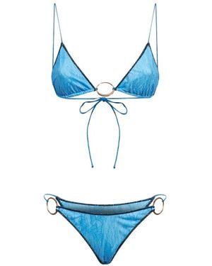 Oséree Lumière O-Kini Lace Ring-Detail Bikini - Blue