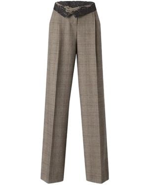 Pinko Wide-Leg Check Pants - Gray