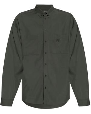 Balenciaga Embroidered-Pocket Shirt - Grey