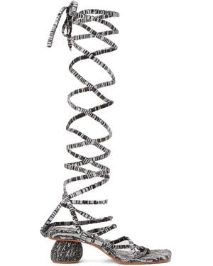 Isa Boulder Lace-Up Strappy Sandals - White