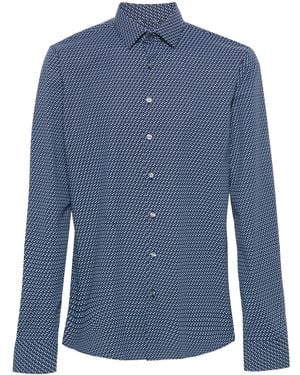 Calvin Klein Geometric-Print Cotton Shirt - Blue
