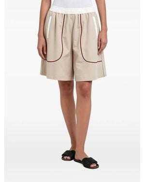 Brunello Cucinelli Piping-Detail Elasticated-Waistband Shorts - Natural