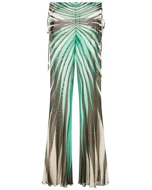 Roberto Cavalli Striped Flared Trousers - Green