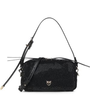 Pinko Love Birds Crystal-Embellished Shoulder Bag - Black