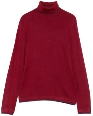 Liu Jo Roll-Neck Glitter-Detail Sweater - Red