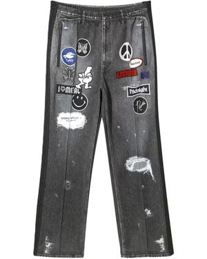 Needles Patch-Detailing Track Jeans - Grey