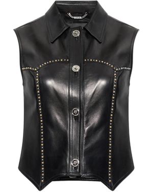 Versace Leather Sleeveless Shirt - Black