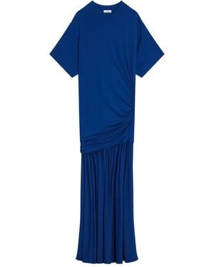 Ferragamo Gathered-Waist Asymmetric Day Dress - Blue
