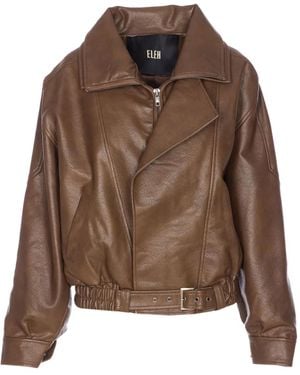 Elle Zip-Up Bomber Jacket - Brown