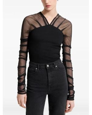 MARCELLA Lita Mesh-Sleeves Blouse - Black