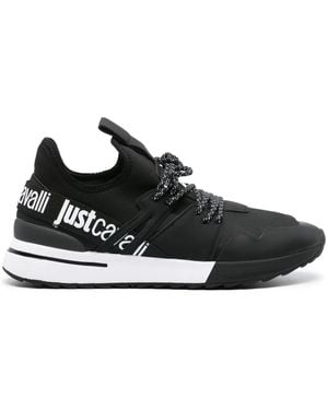 Just Cavalli Logo-Print Panelled Trainers - Black