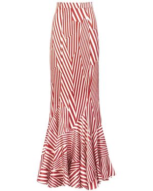 Silvia Tcherassi Florina Striped Ruffled Maxi Skirt - Pink