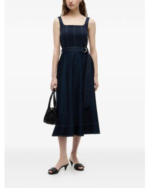 Tommy Hilfiger Belted Contrast-Stitch Midi Dress - Blue