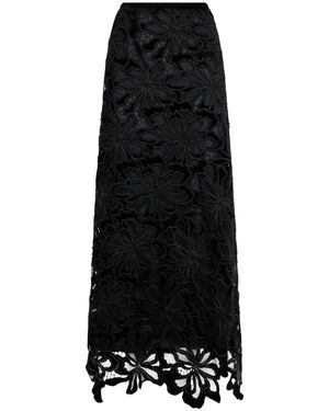 Roberto Cavalli Floral Lace Maxi Skirt - Black