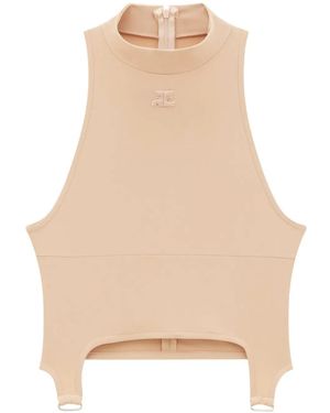 Courreges Logo Patch Crop Top - Natural