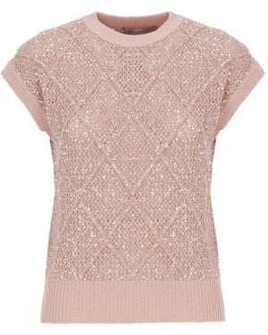 D.exterior Round-neck Vest - Pink