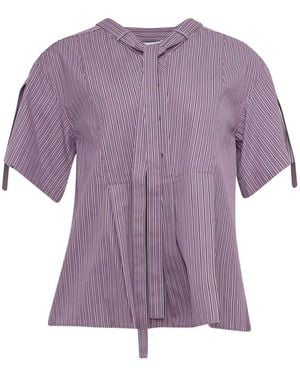 3.1 Phillip Lim Striped Short-Sleeve Blouse - Purple