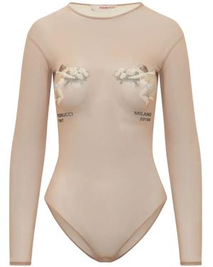 Fiorucci Bouquet Cupid-Print Bodysuit - White