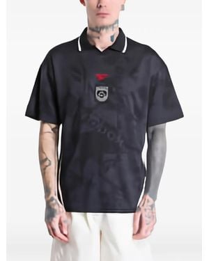 Reebok T-Shirt Met Logo-Print En Kraag - Zwart