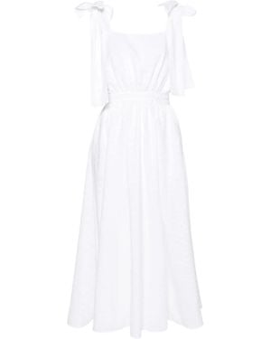 MSGM Bow-Detail Midi Dress - White