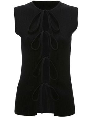 JW Anderson Bow-Tie Ribbed Tank Top - Black