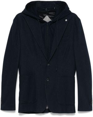 Manuel Ritz Piqué Hooded Blazer - Blue