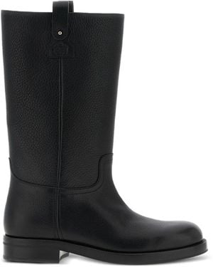 Church's Hammered Leather Round-Toe Boots - Black