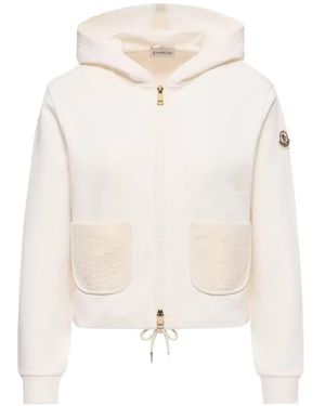 Moncler Logo-Patch Zip-Up Hoodie - White