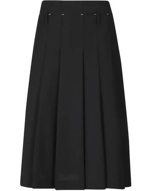 Tela Pleated Belt-Loop Midi Skirt - Black