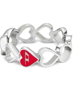 DIESEL Ring Met Geëmailleerd Hart - Wit