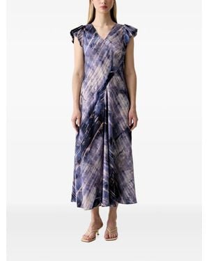 DKNY Batik-Midikleid Mit Angeschnittenen Ärmeln - Blau
