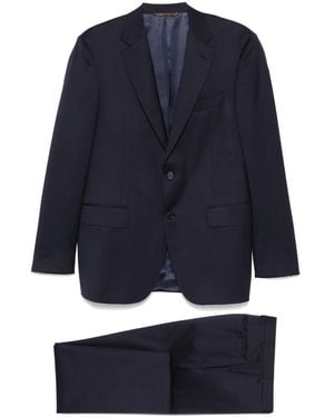 Canali Patterned-Jacquard Suit - Blue