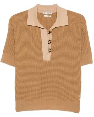 JW Anderson Contrast-Collar Short-Sleeve Polo Top - Natural