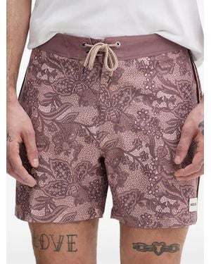 Hurley Bañador Con Estampado De Cachemira Y Rayas Laterales - Morado