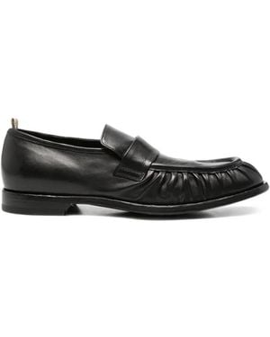 Officine Creative Sound 008 Ruched Leather Loafers - Black