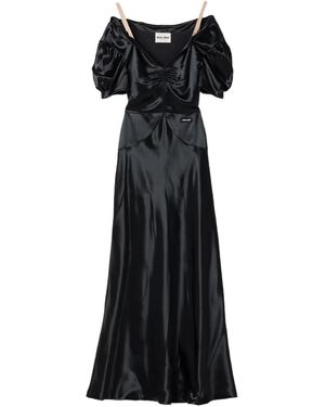 Miu Miu Robe Longue À Effet Satiné - Black