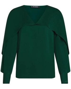 KARL LAGERFELD Blouse Volantée À Col V - Green