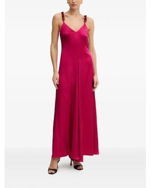 SIMONA CORSELLINI Bead-Embellished Satin Jumpsuit - Red