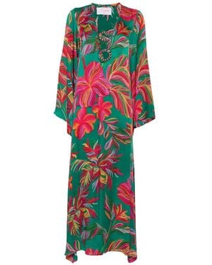 Sundress Floral-Print Ring-Detail Maxi Dress - White