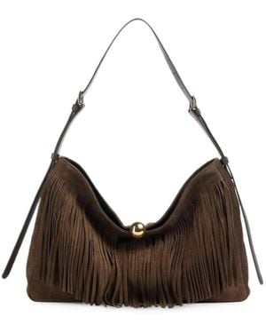 Furla Fringe-Detail Suede Shoulder Bag - Brown
