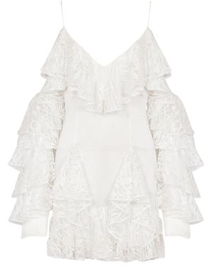 Balmain Ruffled Mini Dress - White